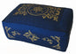 Meditation Cushion - Rectangular Zafu Buckwheat and Kapok Fill Dharma Wheel Celestial Vine Blue - color: Bluedharmawheel