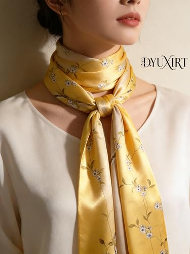 100% Mulberry Silk Oversized Women’s Sun-Shielding Shawl Formal Evening Neckwear Featherlight Airy - color: N21-buttercup Gleam Scarf（69" X 21"inch）