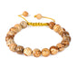 AD Beads Unisex 8mm Gemstone Bracelets Healing Macrame Adjustable 7-9 Inches || wear this healing natural gemstone bracelet help to erase your pain and fear || recover your energy||| - color: Picture Jasper