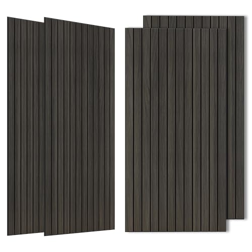 Wood Veneer Acoustic Panels,4 Pack 47.2”x23.6” Sound Panels, Decorative Large Wood Panels for Wall, for Office,Home Theater,Studio,Living Room,Rustic Walnut - color: Rustic Walnut, size: 4 PACK