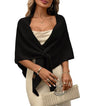 Womens Knitted Shawl Wraps Casual Solid Color Cape Scarf Comfortable Triangle Pashmina Shoulder Sweater - color: Black