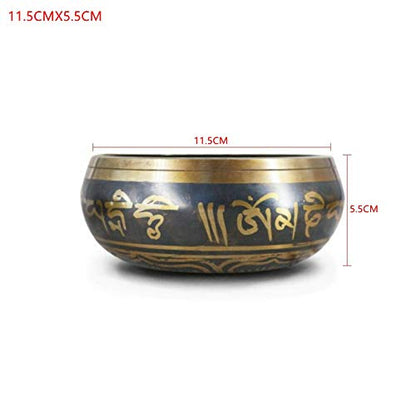 Tibetan Singing Bowl Buddhism Meditation Bell Hand Hammered Buddhist Brass Bowl (11.5CMX5.5CM) - size: 11.5CMX5.5CM