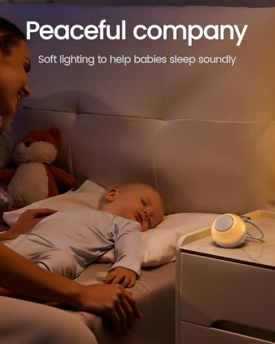 CHICWAY 2026 Mom's Choice Awards, White Noise Sound Machine for Baby Adult, AI Cry Detection, 18 Soothing Sound, Bluetooth Rechargeable Portable Sound Machine for Office, Travel, Nursery Light, Gray