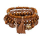 Caiyao 4Pcs Bohemia Multilayer Stackable Elephant Leaf Tassel Bracelets Colorful Wooden Resin Beaded Stretch Bracelets for Women Men Summer Beach Boho Vacation Hawaii Jewelry Gifts - style: StyleC