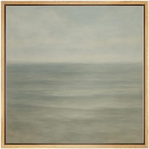 SIGNWIN Framed Canvas Print Wall Art Serene Ocean View Soft Blue Seascape Illustrations Fine Art Farmhouse/Country for Living Room, Bedroom, Office - 16"x16" Natural - color: Bs18-2507-sar02, size: 16L" x 16W"