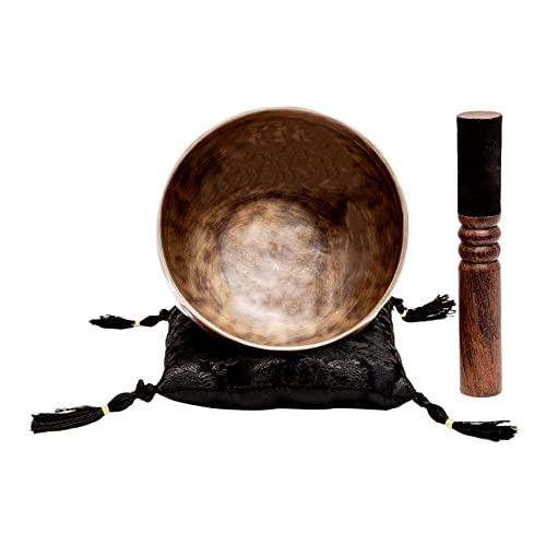 Large Tibetan Singing Bowl Set by Ohm Store — Deep Tone, Pure Bronze Meditation Sound Bath Instrument Handcrafted in Nepal — Tiger Sound Bowl 6 Inch - color: Tiger