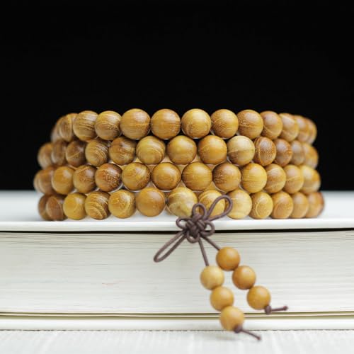 Zen Dear Natural Golden Sandalwood Mexican Bocote Mala Prayer Bead Bracelet Link Wrist Necklace Mala Beads - style: 6mm 108 beads