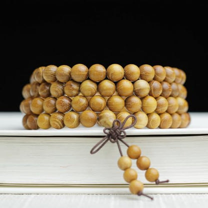 Zen Dear Natural Golden Sandalwood Mexican Bocote Mala Prayer Bead Bracelet Link Wrist Necklace Mala Beads - style: 6mm 108 beads