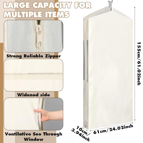 Aliceset 3 Pack Pure Cotton Garment Storage Bag for Hanging Clothes 24 x 61 Inch Breathable Garment Cover Canvas Suit Bags for Closet Storage Short Dresses Suits Gowns - size: 24 x 61 Inch