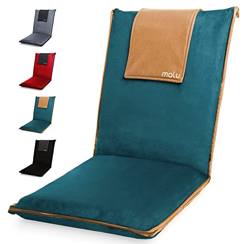 malu Padded Floor Chair w/Back Support - Japanese Chair Meditation Cushion, Comfortable Folding Backrest, Removable Easy Wash Cover (Chair, Extra Large, Forest Green) - color: Forest Green