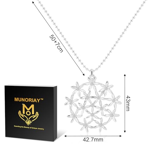 Flower of Life Necklace: 18K Gold Plated Sacred Geometry Buddhist Chakra Mandala with Diamond Pendant Necklaces Yoga Spiritual Amulet Jewelry Meditation Gift for Women Men - color: silver-1