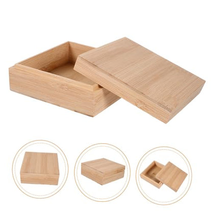 Outanaya Square Wooden Desktop Storage Box Natural Jewelry Box Pantry Storage Organizer - size: 12.50X12.50X5.00CM