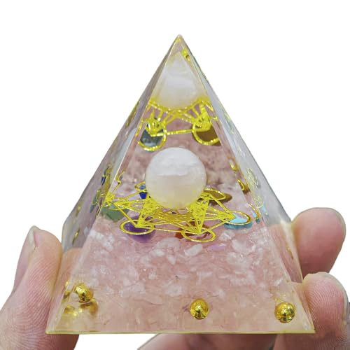 2inches Pyramid Decor Natural Crystal Energy Generator Pyramid Chakra Energy Crystal Pyramid Yoga Meditation Tool for Home Decoration Fengshui Ornaments Gift(2 inches Pyramid - Pink Crystal) - color: 2 Inches Pyramid - Pink Crystal