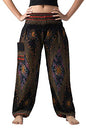B BANGKOK PANTS Harem Pants Women Yoga Boho Clothes with Pockets - color: Black Peacockeye, size: One Size