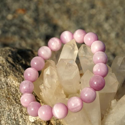 Natural Handmade Healing Chakra Bracelet - color: 12mm-Kunzite-FOR 8-8.7 INCH WRIST