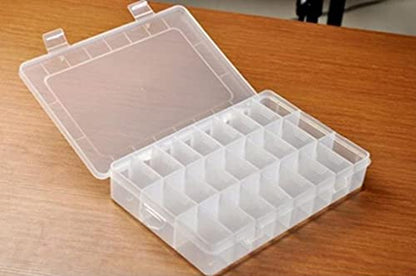 Kamay's Large Transparent Thick Hard 24 Grids Adjustable Compartment Slot Plastic Craft Storage Box Organizer For Toy Desktop Jewelry Accessory Drawer Or Kitchen Removable Dividers Container - style: L24 Compartment Slot