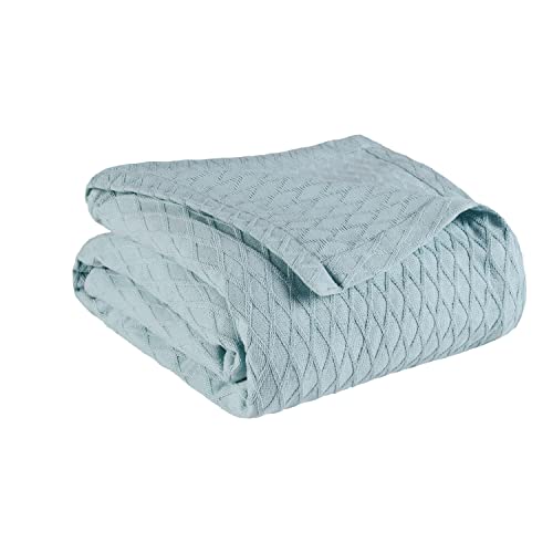 Superior Diamond Weave All-Season Cotton Blanket, Cover for Home, Couch, Bed, Soft, Warm Blankets, Boho Aesthetic, Comfy, Cozy, and Cute Covers, Decorative Bedding Essentials, King, Aqua - color: Aqua, size: King