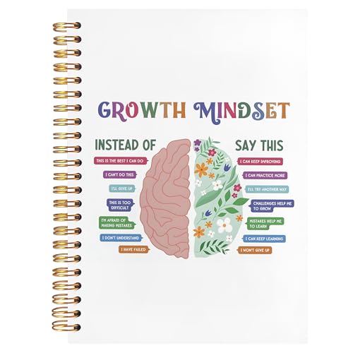 BearCake Growth Mindset Mental Health Journal, Mental Health Gifts, Therapy Journal for Mental Health, Therapy Notebook, Mental Health Journal for Women, Hardcover Spiral Notebook 5.5x8.3 - color: white-physiotherapy growth mindset