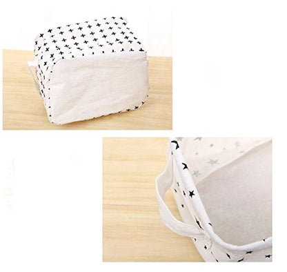 Storage Basket Bins – Foldable Canvas Home Organizers for Baby Toys, Makeup, Books, Keys (4 Pack, White & Black)