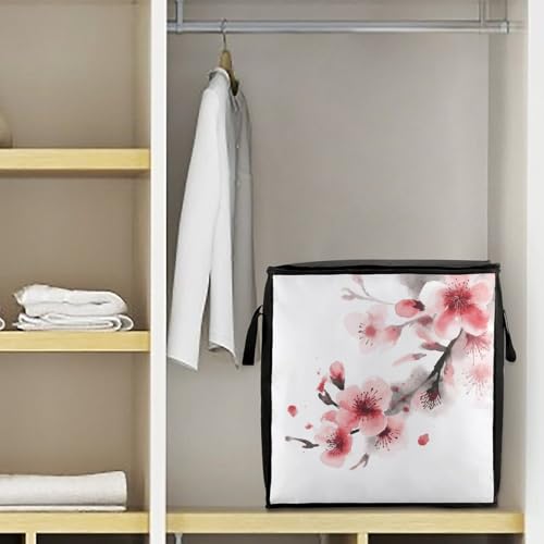 Clothes Storage Bag Personalized Durable Foldable Large Toy Storage Bags with Zipper Moving Bags Luggage Organizer Cherry Florals Printed Bags