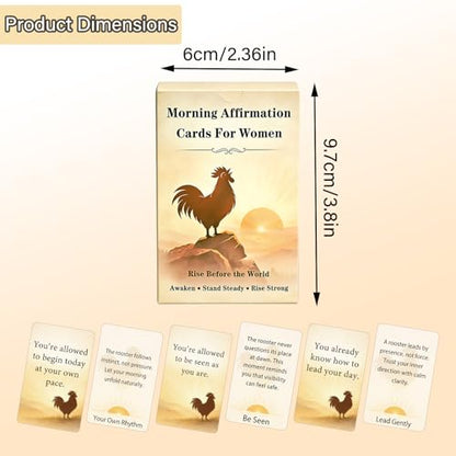 Rooster Morning Affirmation Cards for Women – 55 Daily Mindset Cards for Confidence & Self Care – Chicken Lover Gifts, Unique Birthday, Mothers Day & Christmas Idea - color: Rooster Card