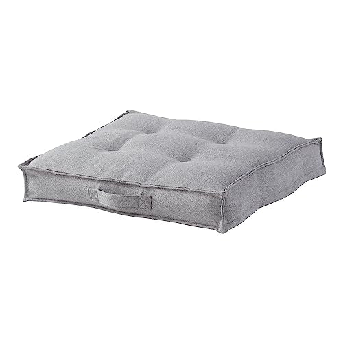 Square Tufted Floor Pillow with Removable Cover, Cement, Small (24") - color: Cement, size: Small (24")