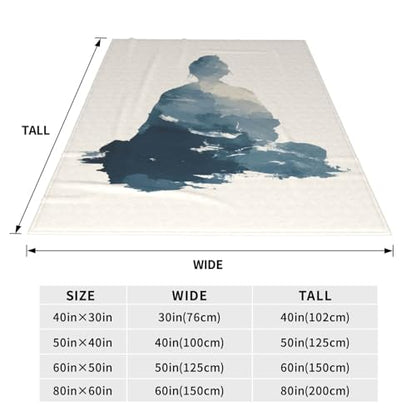 Abstract Female Silhouette in Seated Meditation Blanket Anti Pilling Throw Fleece Flannel Lightweight Cozy Bedspread Living Room Women Adults and Kids Bed Sofa 40"X30"