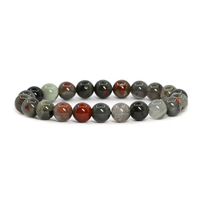 Justinstones 8mm Round Beads Stretch Bracelet 7 Inch Unisex - color: African Bloodstone