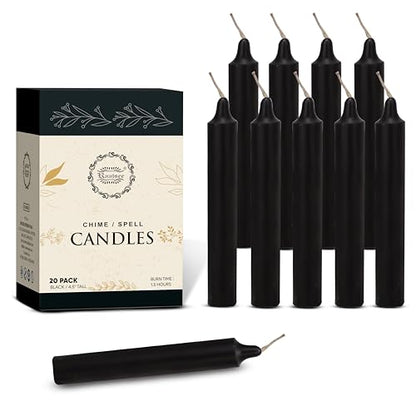 Raajsee Unscented Mini Taper Candles Pack of 20, Black | 5 Inches (H) Dinner Candle Sticks| Smokeless, and Dripless| Paraffin Wax with Cotton Wicks | Long Burning Time - color: Blackk, size: 5 Inch - Pack of 20