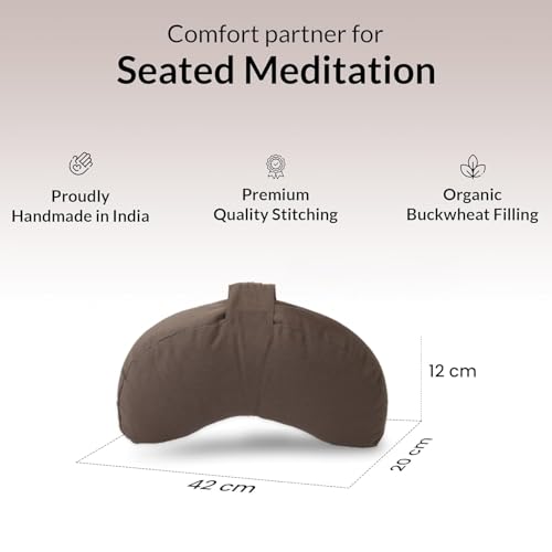 Meditation Cushion, Buckwheat Filling, Washable Organic Cotton Cover, Carry Handle, Mindful Comfort, Reduce Tailbone Pressure & Improve Posture Cedar - color: Cedar