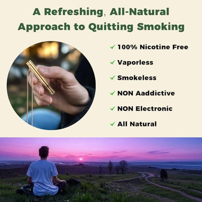 LAMKHOO Breathing Necklace to Quit Smoking and Vaping with Refillable Mint Pods Stop Smoking Aids Fidget Necklace Smokeless Inhaler for Adults - color: Gold