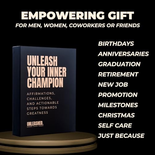 Daily Affirmation Cards to Unleash Your Best Self - 55 Cards with Empowering Quotes, Challenges & Practical Tips | Personal Growth Gift Idea for Driven Men & Women for Birthday, New Job, Mothers Day