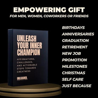 Daily Affirmation Cards to Unleash Your Best Self - 55 Cards with Empowering Quotes, Challenges & Practical Tips | Personal Growth Gift Idea for Driven Men & Women for Birthday, New Job, Mothers Day