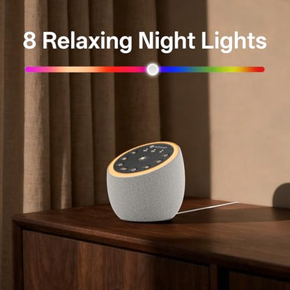 Hotmoon Sound Machine for Sleep, Cocoon 2 White Noise Sound Machine with 40 Relaxing Sounds, Dual-Speaker & Timer, 8 Night Light, Pink Brown Green Noise for Sleeping Adults, Office Privacy, Plug-in - size: Light Gray