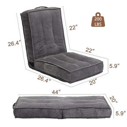 Adjustable Floor Chair with Back Support, 6-Position, Folding Japanese Meditation Tatami Chair, Comfy Gaming Chairs for Adults, Accent Sofa Reading Chairs, Living Room, Bedroom, Dark Grey - color: Dark Grey