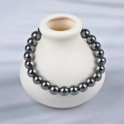 LPBeads Handmade Natural Gemstone Stretch Elastic Bracelet Healing Crystal Round Stone Beads Jewelry Gifts for Women Men - color: Hematite, size: 8mm