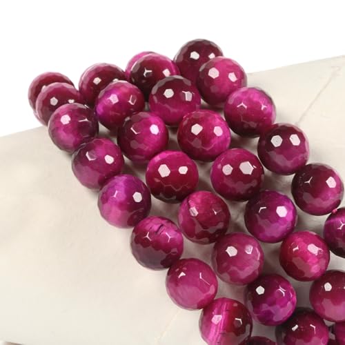Justinstones Gemstone Crystals Chakra Beads Bracelet Crystal Healing 10mm Round Stretchable Bracelet for Her Gift - color: Faceted Dyed Rose Tiger Eye