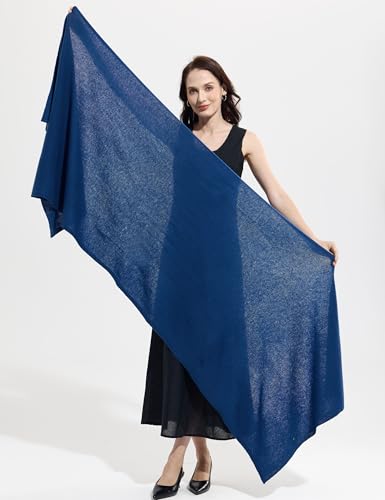 Soft Cashmere Blend Wrap Chic Scarf Stole for Women Wayfarer Travel Extra Large 87"x28" - color: Imperial Blue