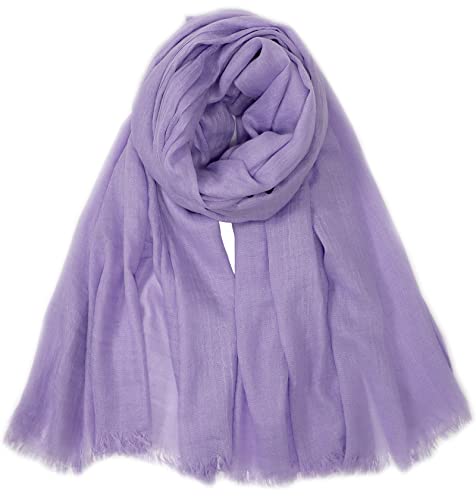 Women Summer Scarfs Lightweight Large Long Gauze Shawl Linen Beach Wrap Plain 75”×43” - color: Light Purple