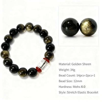 12mm Black Obsidian Bracelet for Men – Large Bead Chunky Stone Bracelet, Bold Masculine Style with Natural Protection Energy, Adjustable Habit Reminder & Stress Relief Jewelry Gift