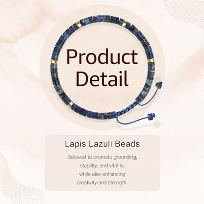 Thank You Gifts for Women: Teacher Appreciation Office Gifts for Coworkers Employee Boss Lady Manager Colleague Natural Stone Bracelet - color: LAZHULI-Begin