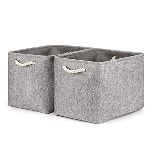 Bidtakay Grey Baskets [2-Pack] Shelf Baskets for Storage 16" X 11.8" X 11.8" Large Fabric Rectangular Decorative Storage Basket Organization Bins for Shelves Closet Home Organization(Grey) - color: Grey, size: 2 Pack-L-16x11.8x11.8 In