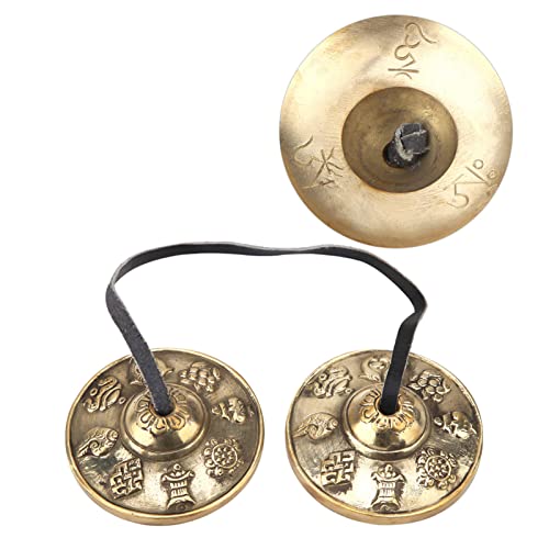 Meditation Bell, 6.5cm Tibetan Tingsha Cymbals Meditation Chime Bells Yoga Finger Chime Buddhist Percussion Instruments (Auspicious patterns) - size: Auspicious patterns