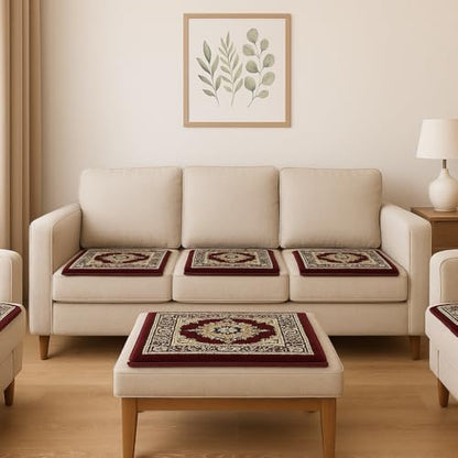 Garden Of Arts® Velvet Pooja Aasan Mat 20x20 Inch – Soft Maroon Velvet Mat with Traditional Printed Design – Perfect for Temple, Meditation, Prayer, Festival & Home Decoration