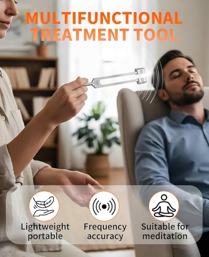 128/256Hz Weighted Tuning Fork for Healing Set, Tone Therapy Healing Instrument with Reflex Hammer for Meditation Relaxation Stress Relief