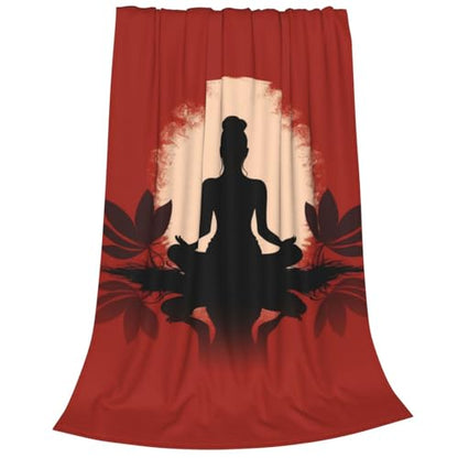Healthy Living Yoga Blanket Anti Pilling Throw Woman Sitting in The Lotus Position Fleece Flannel Lightweight Cozy Bedspread Living Room Women Adults and Kids Bed Sofa 60"X50" - color: Healthy Living Yoga