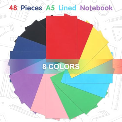 miikoul 48 Pack A5 Blank Journal Notebooks in Bulk, Colorful Soft Cover Unlined Paper for Kids Student Traveler Drawing Writing Take Notes and Plan, 8.3x5.5 Inches, 80 GSM, 60 Pages/30 Sheets - size: Blank inner page-48 Pack