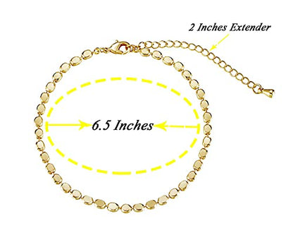 Kyerlyn 14K Gold Plated Handmade Dainty Dot Bracelet Cute Thin Everyday Bracelets for Women Men Size 6.5"+2" Extender - color: Bead:Gold
