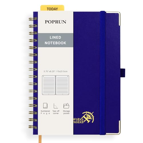 POPRUN Lined Spiral Journal Notebook for Women & Men, A5 Notebooks College Ruled, 141 Pages, Hardcover Notebooks for Work Note Taking, Journals for Writing, Journaling, 5.75'' x 8.25'', Royal Blue - color: Royal Blue, size: 5.75 x 8.25 inches