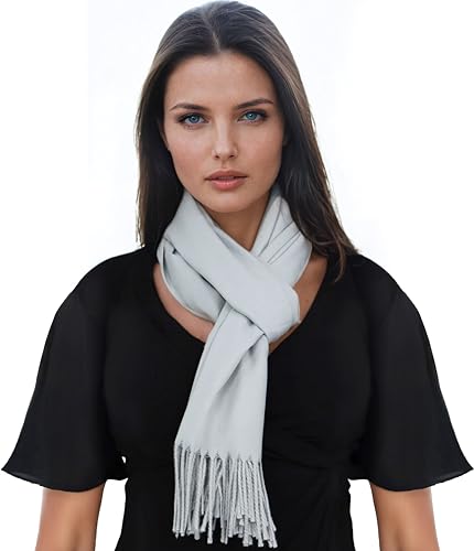Ocomfly 100% Pashmina Scarf for Women - Premium Womens Scarves - Gift Boxed - Shawls or Wraps - Ultra Soft and Warm - color: Light Grey